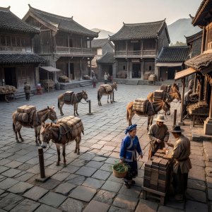 Stone-paved market square in Shaxi, Yunnan, a historic stop on the Tea Horse Road